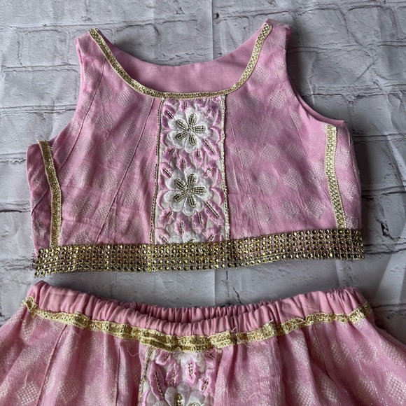 Girls Summer Rose Lehenga Choli with Dupatta 5/6 - Picture 4 of 11